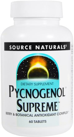 Pycnogenol Supreme, 60 Tablets by Source Naturals-Kosttillskott, Antioxidanter, Pyknogenol