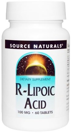 R-Lipoic Acid, 100 mg, 60 Tablets by Source Naturals-Kosttillskott, Antioxidanter, Alfa-Liposyra, R-Liposyra