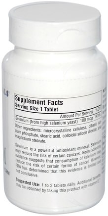 Selenium, 100 mcg, 250 Tablets by Source Naturals-Kosttillskott, Antioxidanter, Selen, Mineraler