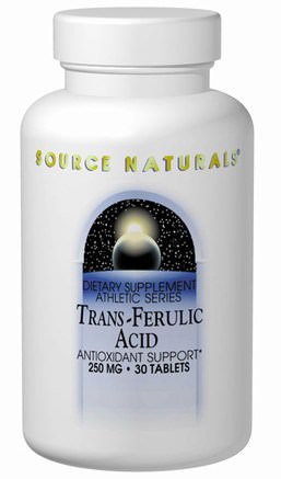 Trans-Ferulic Acid, 250 mg, 30 Tablets by Source Naturals-Kosttillskott, Ferulsyra