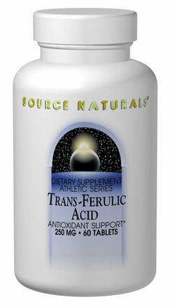 Trans-Ferulic Acid, 250 mg, 60 Tablets by Source Naturals-Kosttillskott, Ferulsyra