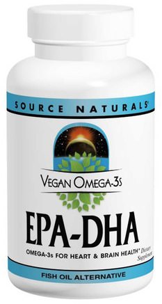 Vegan Omega-3S, EPA-DHA, 300 mg, 60 Vegan Softgels by Source Naturals-Kosttillskott, Efa Omega 3 6 9 (Epa Dha)