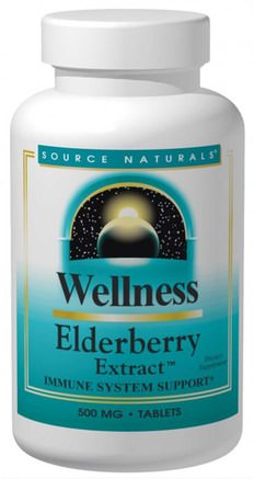Wellness, Elderberry Extract, 500 mg, 60 Tablets by Source Naturals-Hälsa, Kall Influensa Och Viral, Elderberry (Sambucus), Wellness-Formulärprodukter