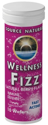 Wellness Fizz, Natural Berry Flavor, 10 Wafers by Source Naturals-Kosttillskott, Brusande, Yin Chiao