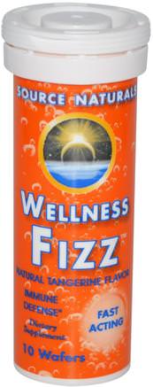 Wellness Fizz, Natural Tangerine Flavor, 10 Wafers by Source Naturals-Kosttillskott, Brusande, Yin Chiao