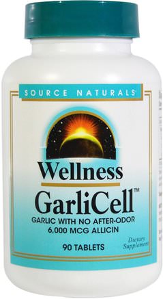 Wellness, GarliCell, 6.000 mcg, 90 Tablets by Source Naturals-Kosttillskott, Antibiotika, Vitlök, Hälsa, Kall Influensa Och Viral, Wellnessformelprodukter