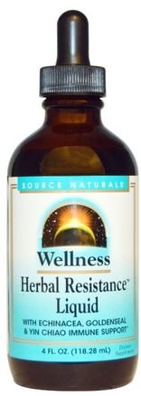 Wellness, Herbal Resistance Liquid, 4 fl oz (118.28 ml) by Source Naturals-Kosttillskott, Antibiotika, Echinacea Vätskor, Örter, Horehound