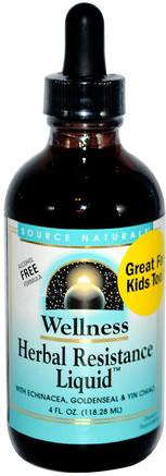 Wellness, Herbal Resistance Liquid, 4 fl oz (118.28 ml) by Source Naturals-Kosttillskott, Antibiotika, Echinacea Vätskor, Hälsa, Kyla Och Influensa