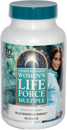 Womens Life Force Multiple, 90 Tablets by Source Naturals-Vitaminer, Kvinnor Multivitaminer, Livskraft