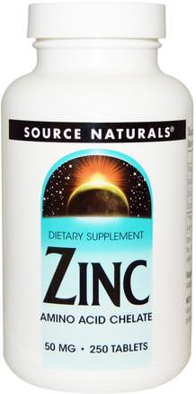 Zinc, 50 mg, 250 Tablets by Source Naturals-Kosttillskott, Mineraler, Zink