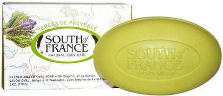 Herbes De Provence, French Milled Oval Soap with Organic Shea Butter, 6 oz (170 g) by South of France-Bad, Skönhet, Tvål, Sheasmör