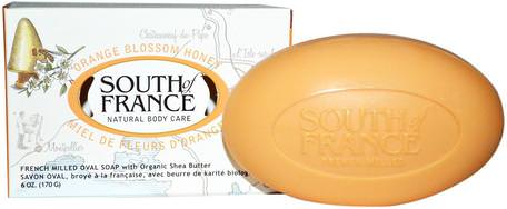 Orange Blossom Honey, French Milled Bar Soap with Organic Shea Butter, 6 oz (170 g) by South of France-Bad, Skönhet, Tvål, Sheasmör