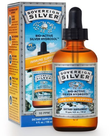 Bio-Active Silver Hydrosol Dropper-Top, 10 PPM, 4 fl oz (118 ml) by Sovereign Silver-Kosttillskott, Kolloidalt Silver, Mineraler, Flytande Mineraler, Silverhydrosol