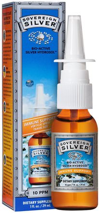 Bio-Active Silver Hydrosol, Immune Support, Vertical Spray, 10 ppm, 1 fl oz (29 ml) by Sovereign Silver-Kosttillskott, Mineraler, Kolloidalt Silver