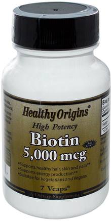 Healthy Origins, Biotin, High Potency, 5000 mcg, 7 Vcaps by Special-Vitaminer, Vitamin B, Biotin