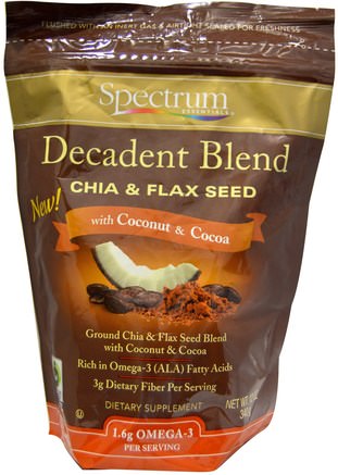 Decadent Blend Chia & Flax Seed, With Coconut & Cocoa, 12 oz (340 g) by Spectrum Essentials-Kosttillskott, Linfrö, Efa Omega 3 6 9 (Epa Dha), Chia Frön