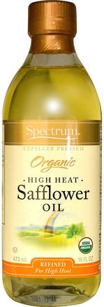 Organic Safflower Oil, High Heat, 16 fl oz (473 ml) by Spectrum Naturals-Kosttillskott, Safflorolja, Matoljor Vin Och Ättika