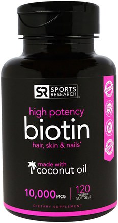 Biotin, 10.000 mcg, 120 Veggie Softgels by Sports Research-Vitaminer, Vitamin B, Biotin