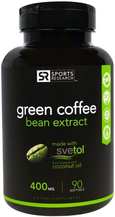 Green Coffee Bean Extract, 400 mg, 90 Softgels by Sports Research-Kosttillskott, Antioxidanter, Grönt Kaffebönaxtrakt