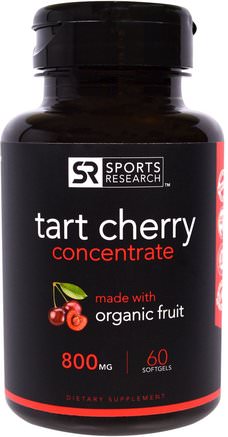 Tart Cherry Concentrate, 800 mg, 60 Softgels by Sports Research-Kosttillskott, Frukt Extrakt, Körsbär (Frukt Svart Vild)