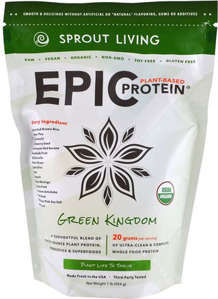Epic Plant-Based Protein, Green Kingdom, 1 lb (454 g) by Sprout Living-Kosttillskott, Protein
