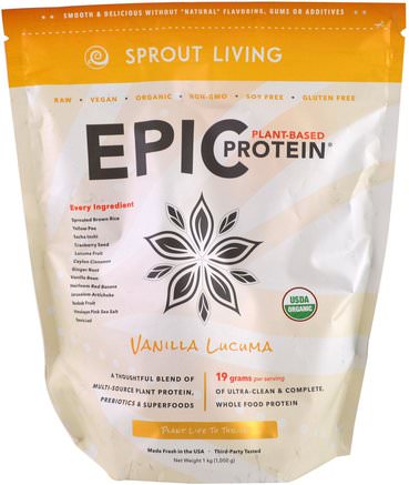 Epic Protein, Vanilla Lucuma, 1 kg (1.000 g) by Sprout Living-Kosttillskott, Protein