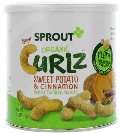 Sweet Potato & Cinnamon, 1.48 oz (42 g) by Sprout Organic Curlz-Barns Hälsa, Babyfodring
