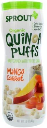 Mango Carrot, 1.5 oz (43 g) by Sprout Organic Quinoa Puffs-Barns Hälsa, Babyfodring