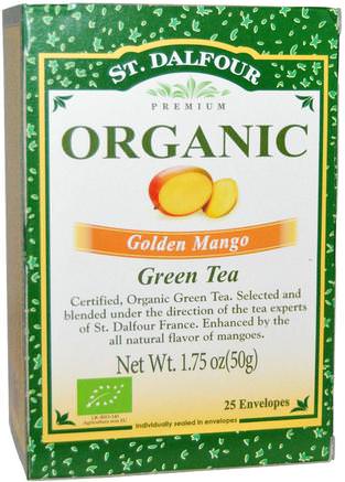 Organic Golden Mango Green Tea, 25 Envelopes, 1.75 oz (50 g) by St. Dalfour-Mat, Örtte, Grönt Te