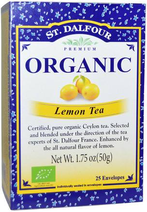 Organic Lemon Tea, 25 Envelopes, 1.75 oz (50 g) by St. Dalfour-Mat, Örtte