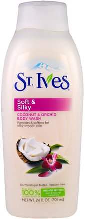 Soft & Silky, Body Wash, Coconut & Orchid, 24 fl oz (709 ml) by St. Ives-Bad, Skönhet, Duschgel