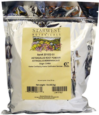 Astragalus Root Powder, 1 lb (453.6 g) by Starwest Botanicals-Kosttillskott, Adaptogen, Kall Influensa Och Viral Astragalus