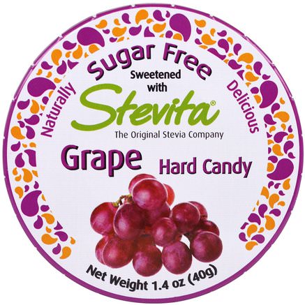 Grape Hard Candy, Sugar Free, 1.4 oz (40 g) by Stevita-Mat, Mellanmål, Godis