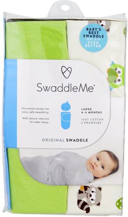 Swaddle Me, Original Swaddle, Large, 4-6 Months, Woodland Friends, 2 Swaddles by Summer Infant-Barns Hälsa, Bebis, Barn