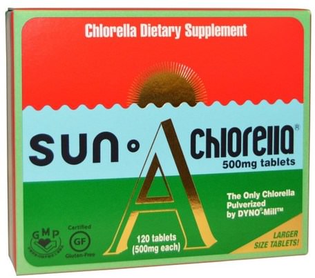 Sun Chlorella A, 500 mg, 120 Tablets by Sun Chlorella-Kosttillskott, Superfoods, Chlorella
