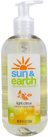 Natural Hand Soap, Light Citrus, 8 fl oz (236 ml) by Sun & Earth-Bad, Skönhet, Tvål