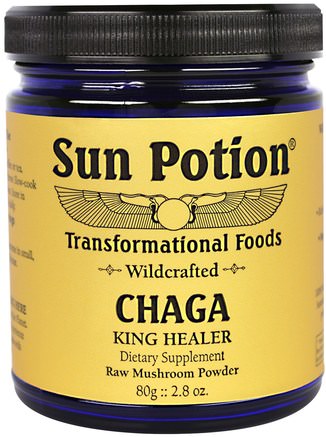 Chaga Wild Mushroom Powder, Wildcrafted, 2.8 oz (80 g) by Sun Potion-Kosttillskott, Medicinska Svampar, Chaga Svampar
