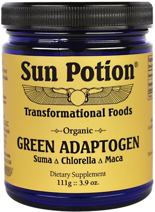 Organic Green Adaptogen, Chlorella Maca Suma Blend, 3.9 oz (111 g) by Sun Potion-Kosttillskott, Adaptogen