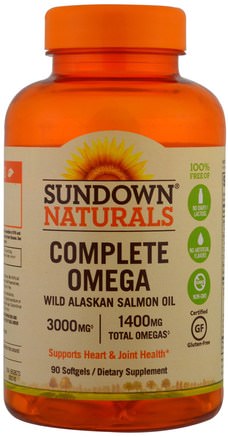 Complete Omega, 1400 mg, 90 Softgels by Sundown Naturals-Kosttillskott, Efa Omega 3 6 9 (Epa Dha), Fiskolja