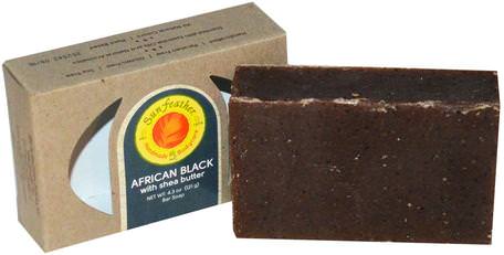 African Black Soap Bar, 4.3 oz (121 g) by Sunfeather Soaps-Bad, Skönhet, Tvål, Svart Tvål