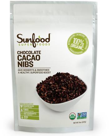 Chocolate Cacao Nibs, 8 oz (227 g) by Sunfood-Mat, Kakao (Kakao) Choklad