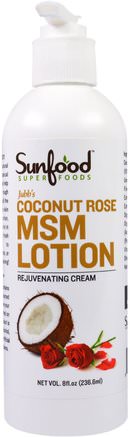 Jubbss Coconut Rose MSM Lotion, 8 fl oz (236.6 ml) by Sunfood-Skönhet, Ansiktsvård, Manuka Honung Hudvård, Bad, Body Lotion