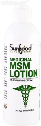 Medicinal MSM Lotion, Rejuvenating Cream, 8 fl oz (236.6 ml) by Sunfood-Bad, Skönhet, Body Lotion, Anti Smärta