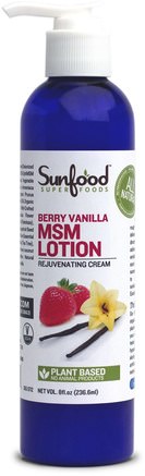 MSM Lotion, Rejuvenating Cream, Berry Vanilla, 8 fl oz (236.6 ml) by Sunfood-Bad, Skönhet, Body Lotion, Anti Smärta