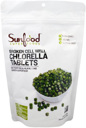 Nutrient-Rich Chlorella Tablets, 250 mg, 900 Tablets, 8 oz (227 g) by Sunfood-Kosttillskott, Superfoods, Chlorella