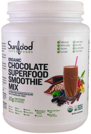 Organic Chocolate Superfood Smoothie Mix, 2.2 lb (997.9 g) by Sunfood-Kosttillskott, Superfoods