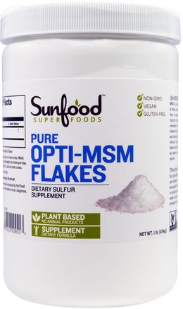 Pure Opti-MSM Flakes, 1 lb (454 g) by Sunfood-Hälsa, Artrit, Anti Smärta