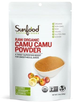Raw Organic Camu Camu Powder, 3.5 oz (100 g) by Sunfood-Kosttillskott, Superfoods, Antioxidanter, Camu Camu - Naturligt Vitamin C
