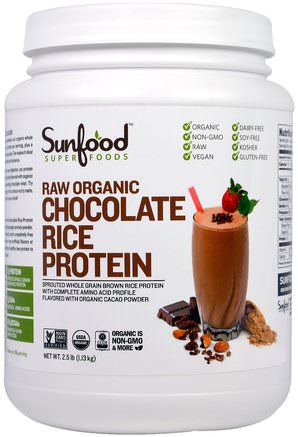 Raw Organic Chocolate Rice Protein, 2.5 lb (1.13 kg) by Sunfood-Kosttillskott, Protein, Risproteinpulver