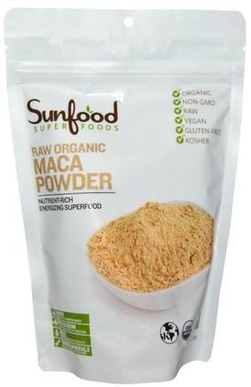 Raw Organic Maca Powder, 8 oz (227 g) by Sunfood-Kosttillskott, Adaptogen, Män, Maca